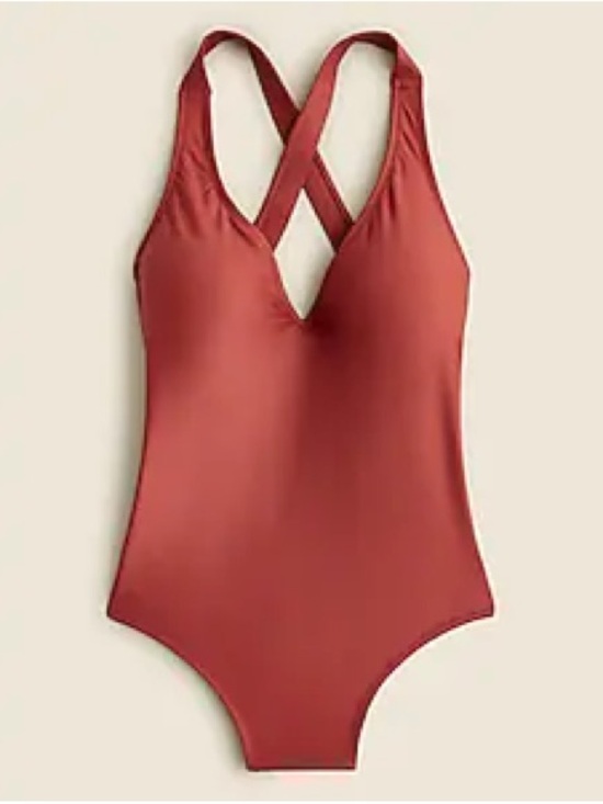 J. Crew Other - J.Crew DD Plunge Cross-Back One-Piece Swimsuit in Rust Women’s Size 14